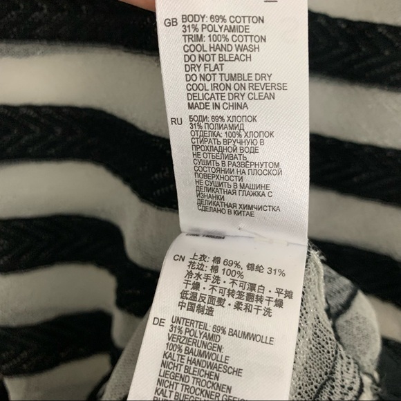 Reiss Black and White Striped Mesh & Knit Top - Picture 9 of 10